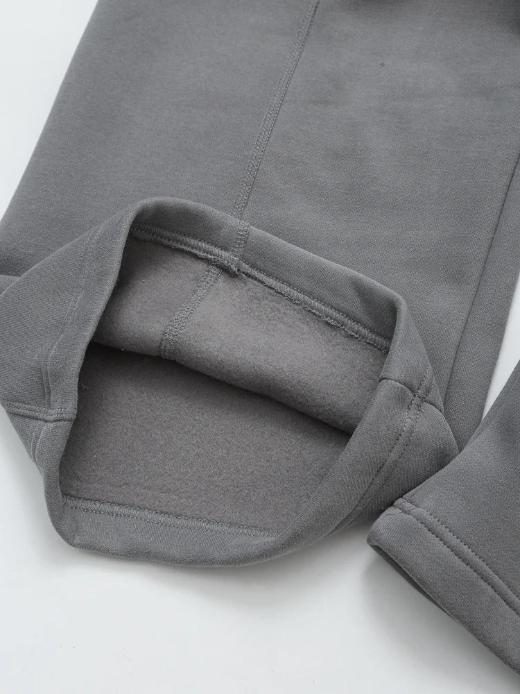 TRAFZA Women Hoodie Pant Sets Fashion Zipper Pocket Long Sleeve Casual Jacket Coat Woman Loose Elastic Waist Drawstring Trousers