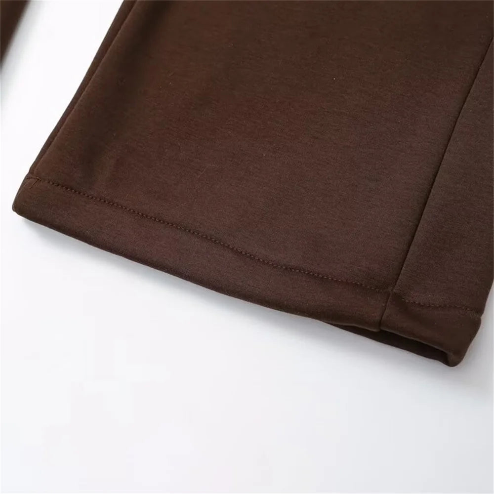 Taop&Za autumn new women's fashionable casual zipper decoration hooded long sleeved sportswear jacket wide leg pants set