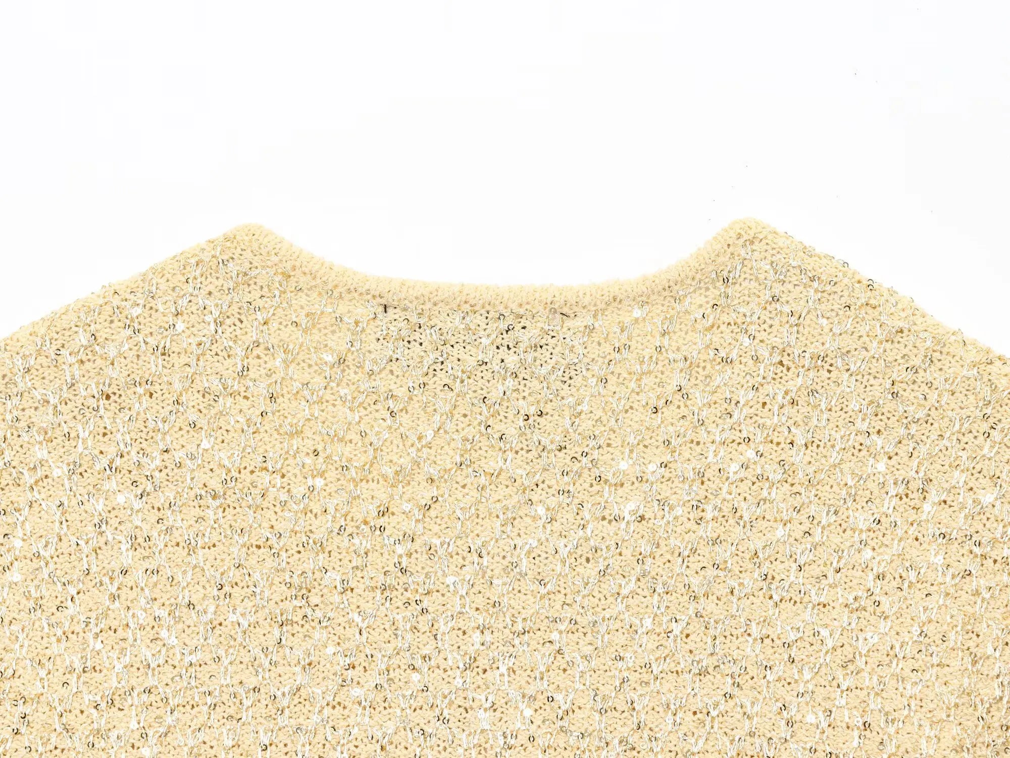 MYST&ZA2025 Summer New Product Temperament Elegant Sequin Knitted Jacket + Sequin Knitted Suspender Top Set
