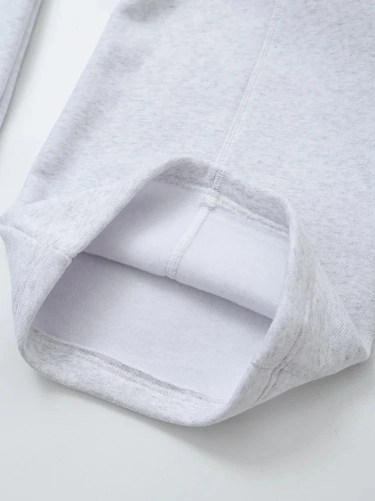 TRAFZA Women Hoodie Pant Sets Fashion Zipper Pocket Long Sleeve Casual Jacket Coat Woman Loose Elastic Waist Drawstring Trousers