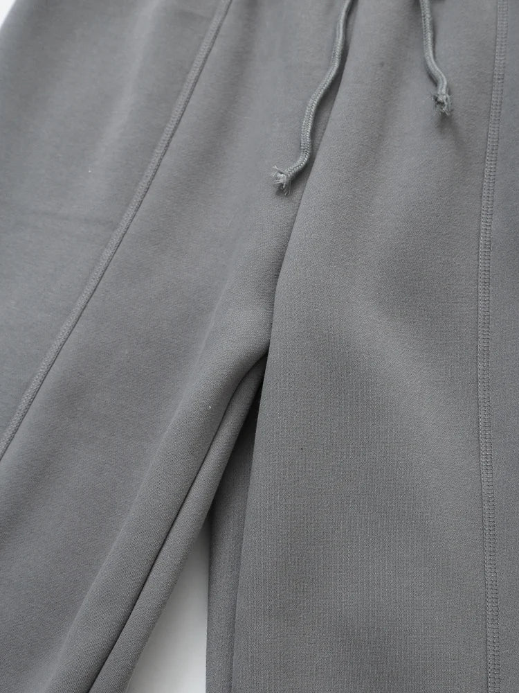 TRAFZA Women Hoodie Pant Sets Fashion Zipper Pocket Long Sleeve Casual Jacket Coat Woman Loose Elastic Waist Drawstring Trousers