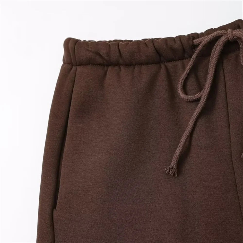 Taop&Za autumn new women's fashionable casual zipper decoration hooded long sleeved sportswear jacket wide leg pants set