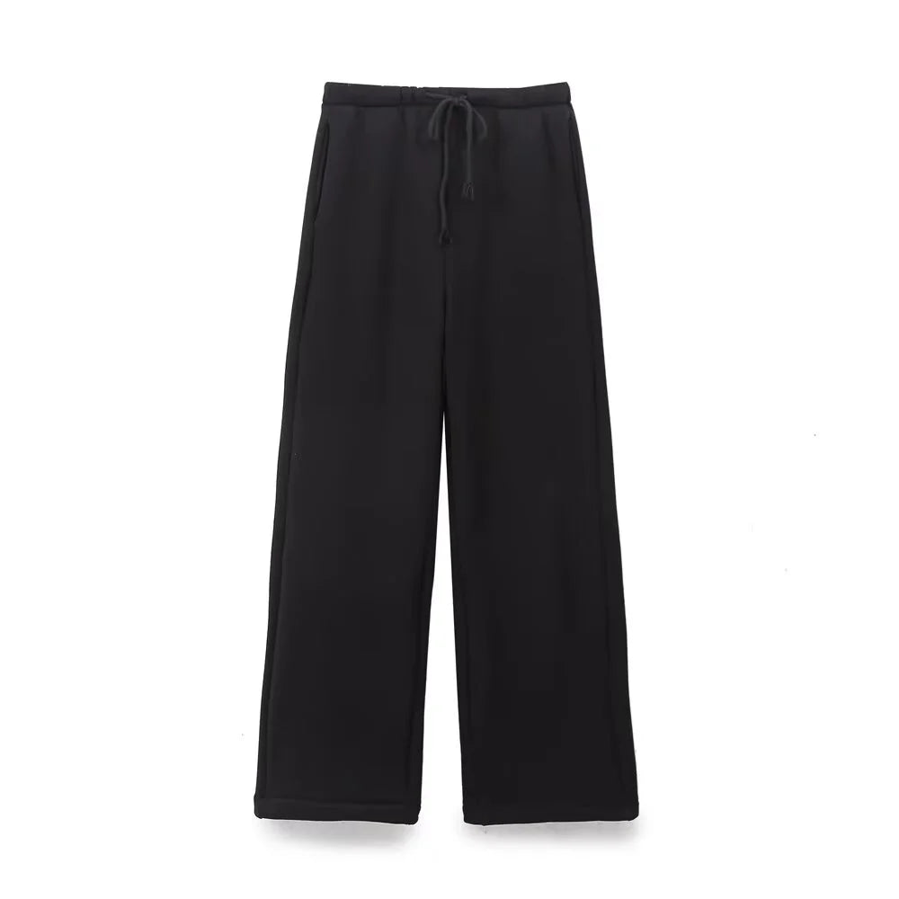 Taop&Za autumn new women's fashionable casual zipper decoration hooded long sleeved sportswear jacket wide leg pants set