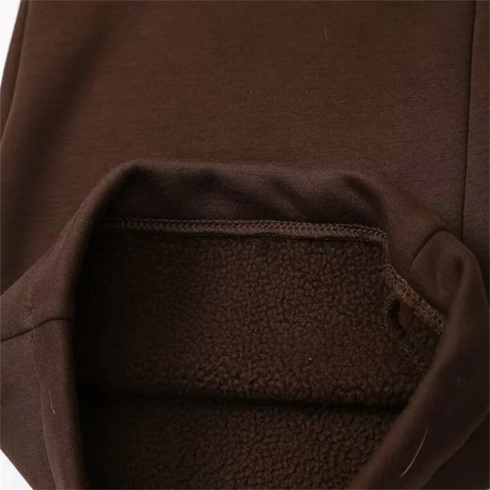 Taop&Za autumn new women's fashionable casual zipper decoration hooded long sleeved sportswear jacket wide leg pants set