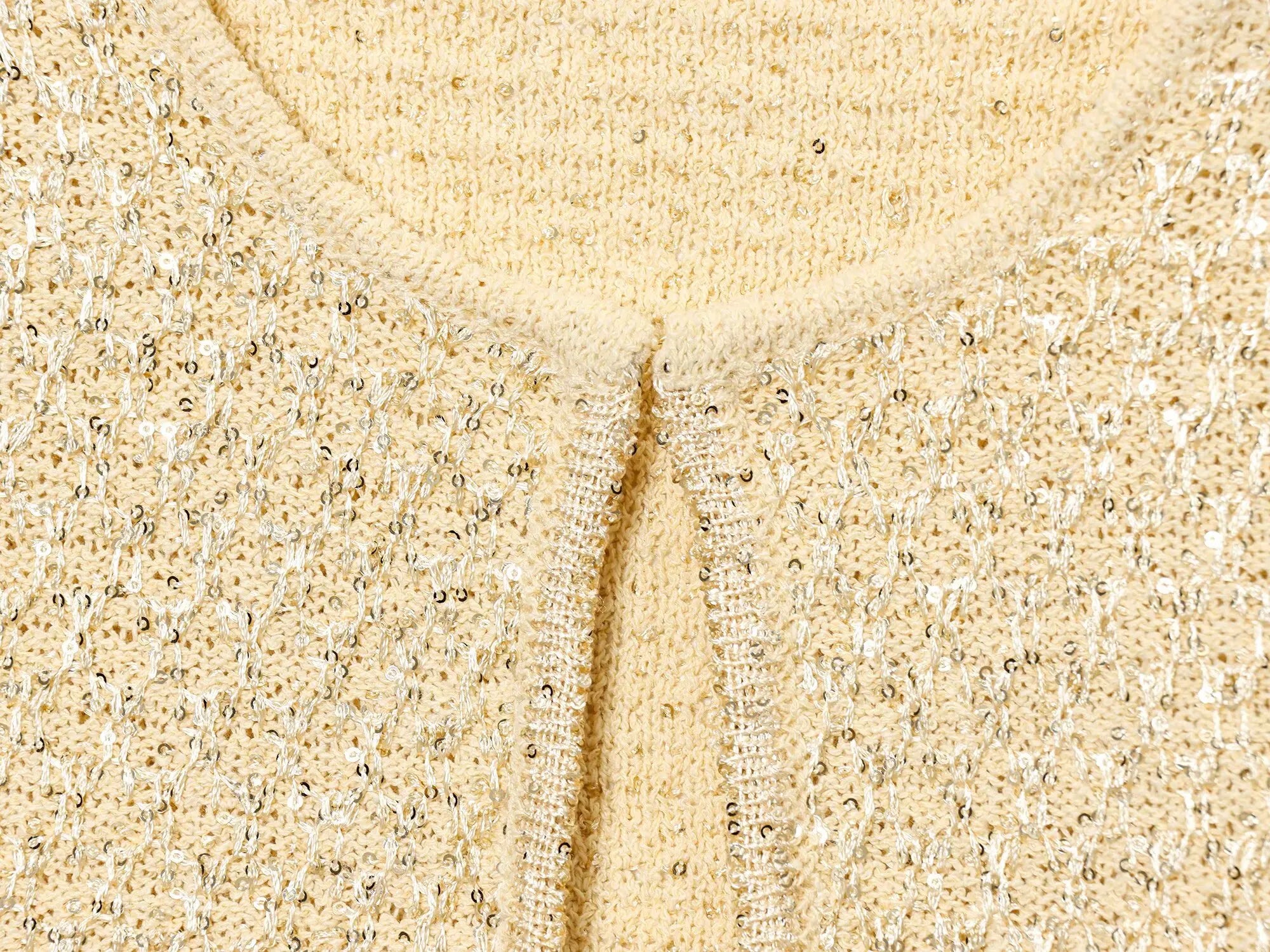 MYST&ZA2025 Summer New Product Temperament Elegant Sequin Knitted Jacket + Sequin Knitted Suspender Top Set