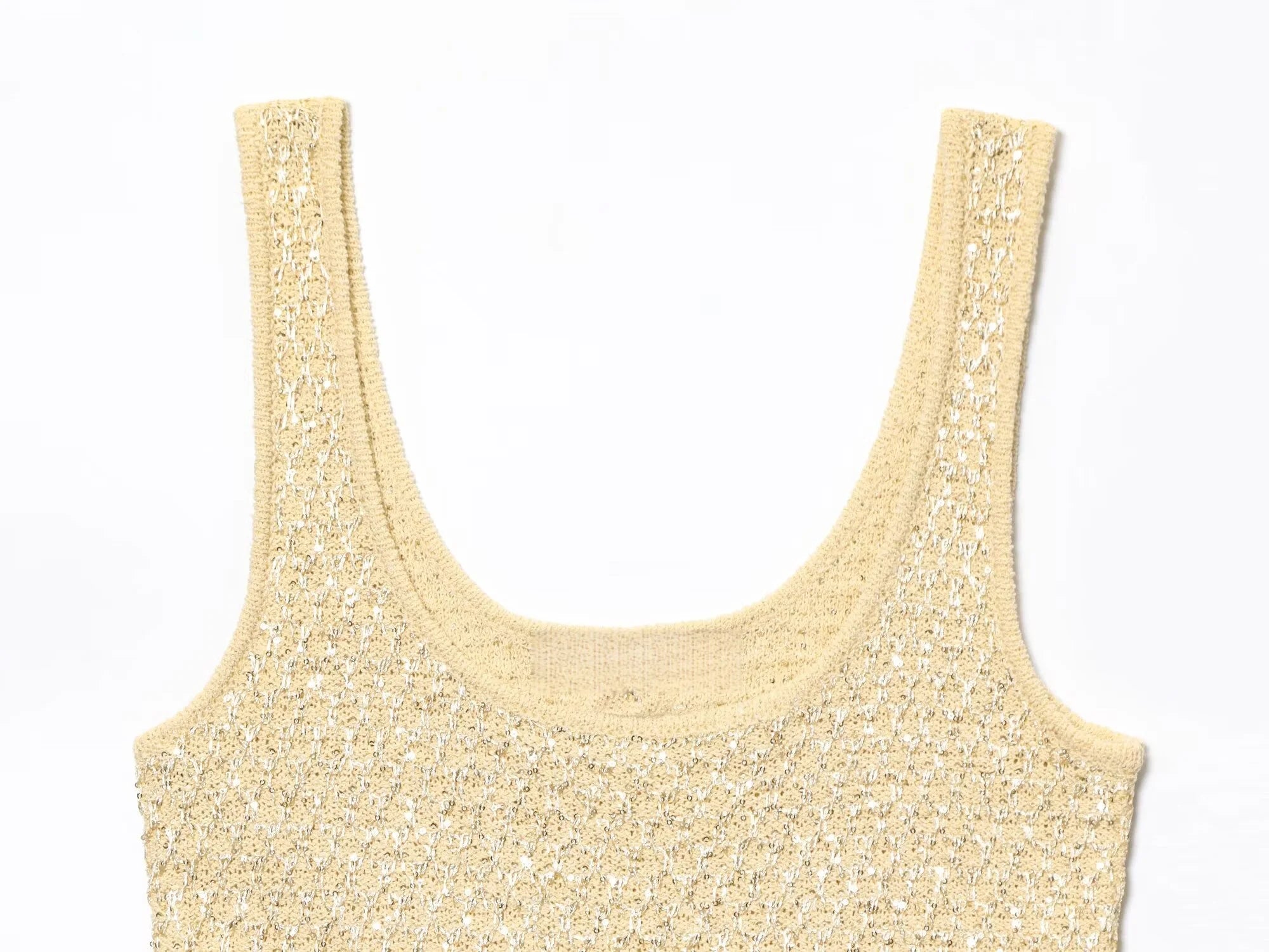 MYST&ZA2025 Summer New Product Temperament Elegant Sequin Knitted Jacket + Sequin Knitted Suspender Top Set