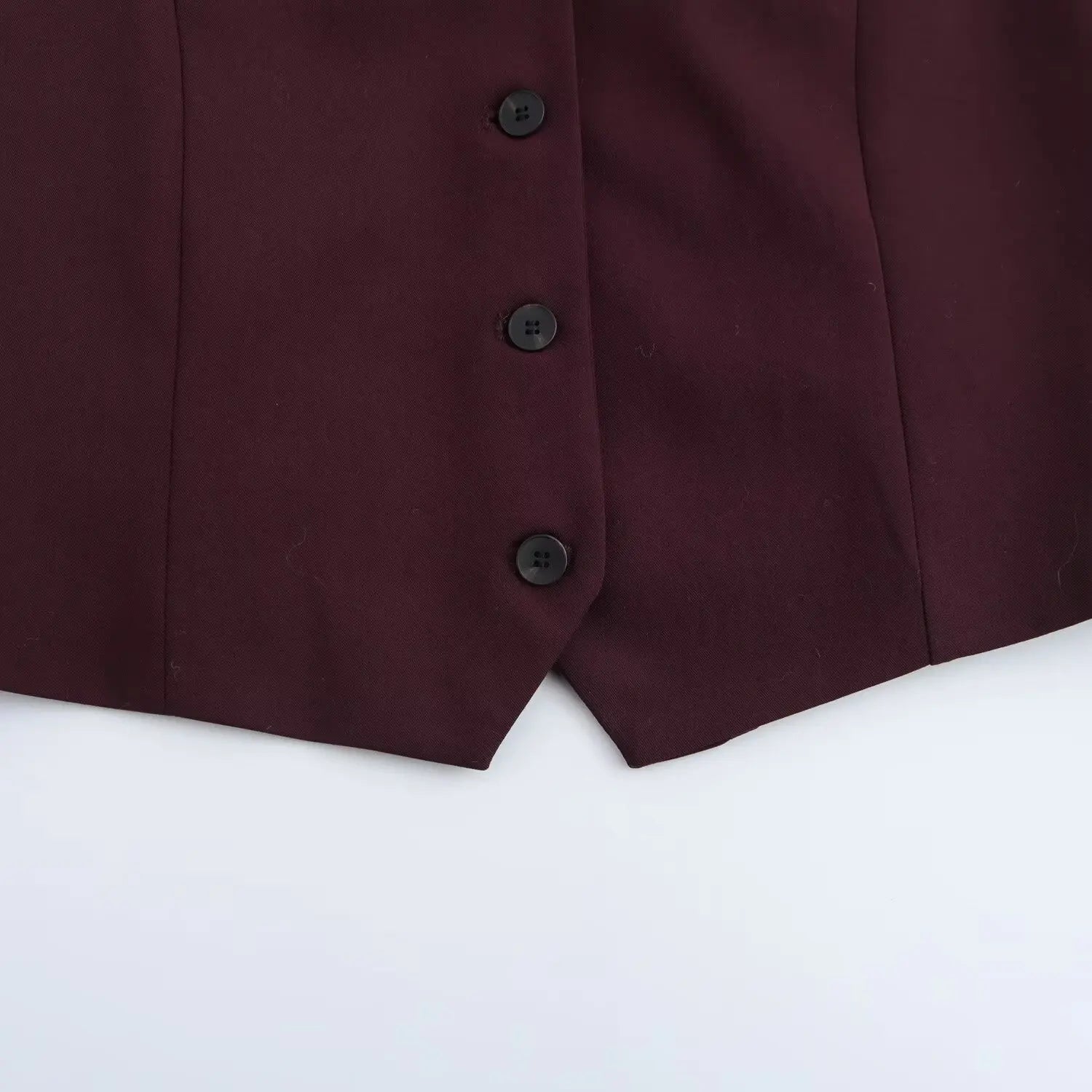 TRAFZA 2025 Summer Women's Retro Burgundy Slim Suit Vest Top Chic V-neck Single-breasted Women's Fashionable Streetwear Top Y2K