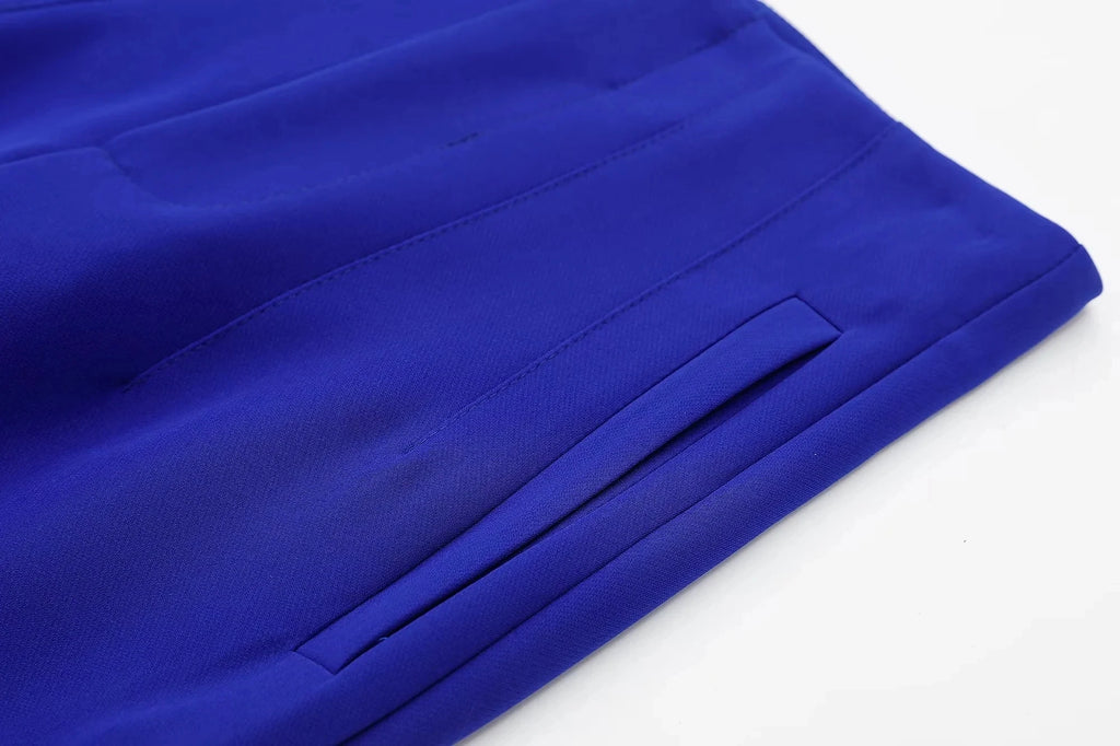 TRAFZA 2025 Women's Solid Color Office Slim Fit Pencil Pants High Waist Zipper Fly Women's Commuting Pocket Trim Pant Streetwear