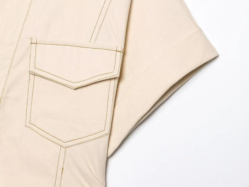 ETJ 2025  Spring New 1975 series denim MIDI dress with lapel side zipper fashion wrinkle waist slim elegant dress