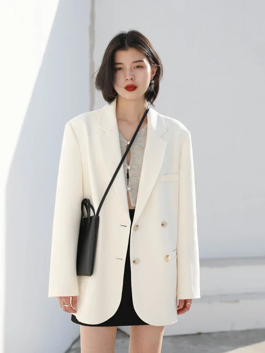 CHIC VEN Women's Blazer Korean Casual Solid Long Sleeve Coats All-match Office Lady Elegant Fashion Clothing Spring Autumn 2023