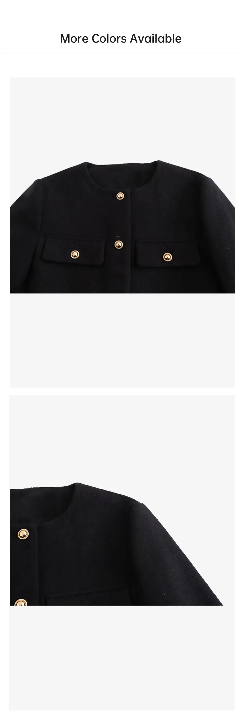 UNIZERA Winter New Product Women's Fashion and Casual Versatile Round Neck Flip Decoration Short Suit Coat