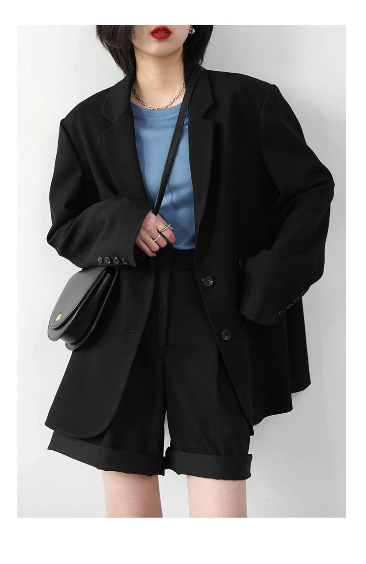 CHIC VEN Women's Blazer Korean Casual Solid Long Sleeve Coats All-match Office Lady Elegant Fashion Clothing Spring Autumn 2023