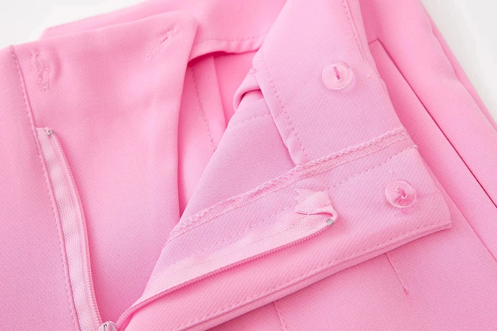 TRAFZA 2025 Women's Solid Color Office Slim Fit Pencil Pants High Waist Zipper Fly Women's Commuting Pocket Trim Pant Streetwear