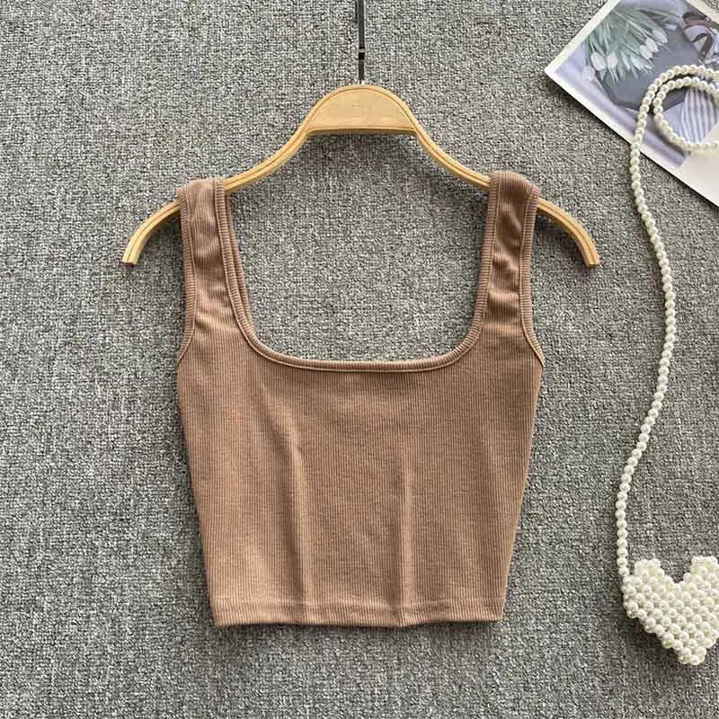 Tank Top Women Sexy Backless Y2k Top Slim Fit Bottoming Blouse Solid Crop Top Sleeveless Camis Mujer