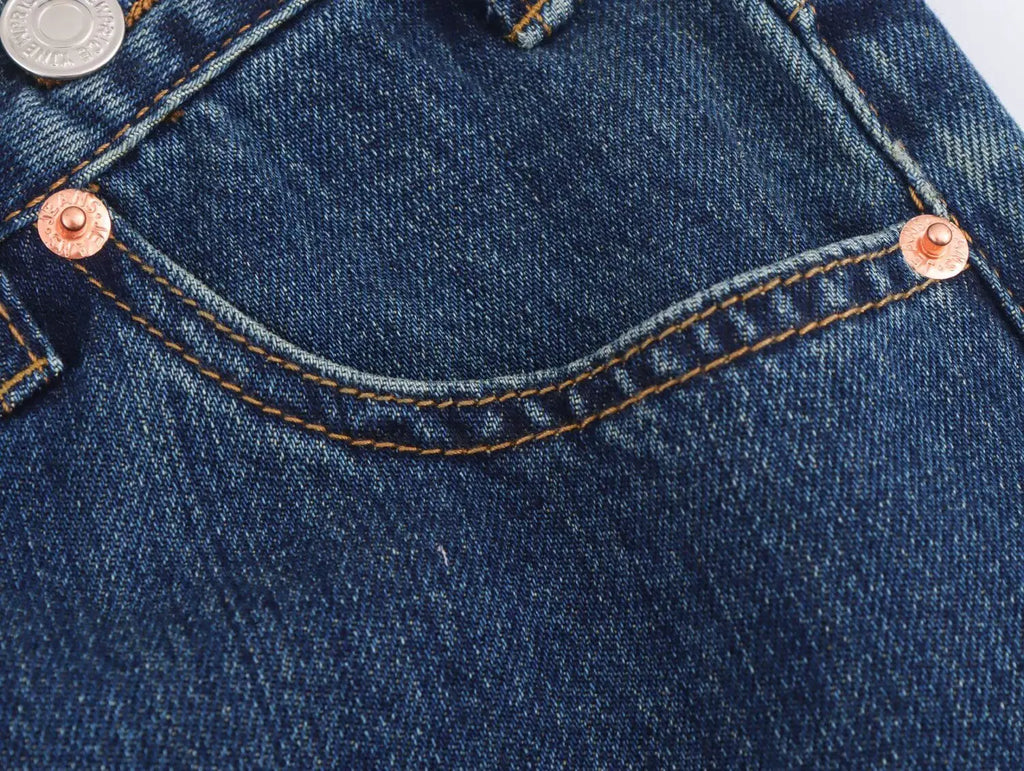 TRAFZA 2025 Summer Women's Fashionable Straight Jeans High Waist Vintage Zipper Women's Casual Jeans Commuting Streetwear Y2K