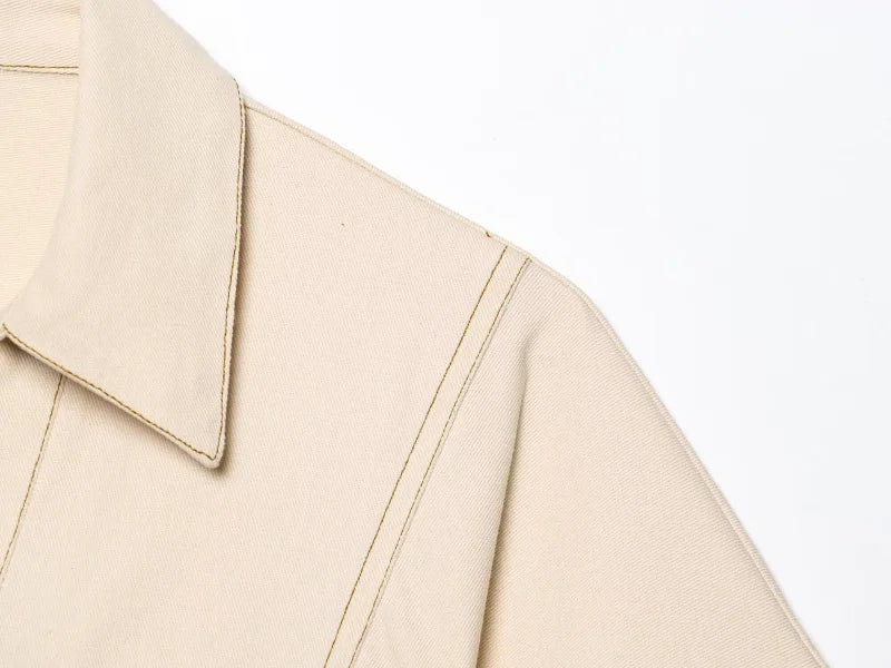 ETJ 2025  Spring New 1975 series denim MIDI dress with lapel side zipper fashion wrinkle waist slim elegant dress