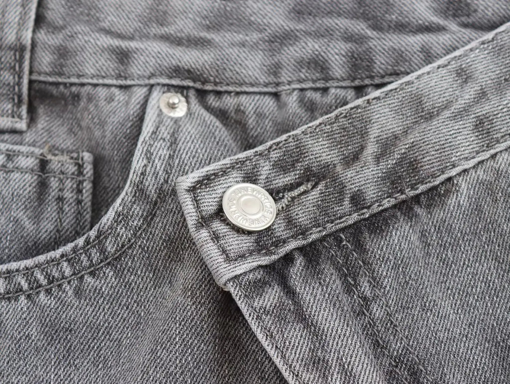 TRAFZA 2025 Summer Women's Fashionable Straight Jeans High Waist Vintage Zipper Women's Casual Jeans Commuting Streetwear Y2K