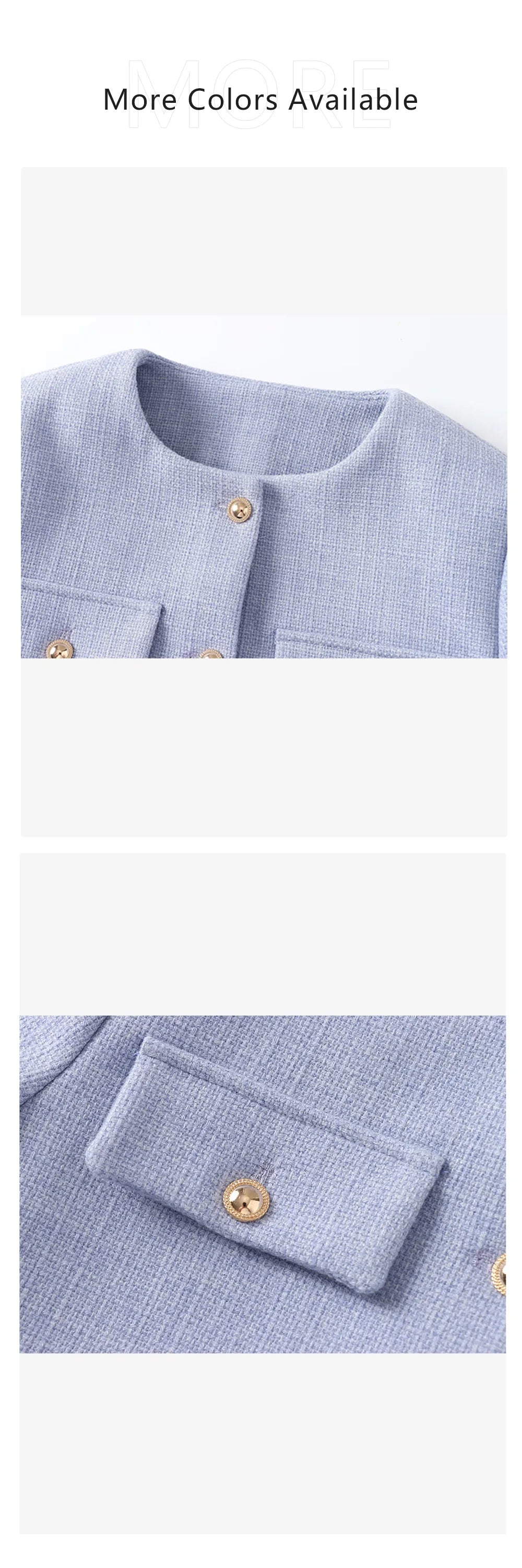 UNIZERA Winter New Product Women's Fashion and Casual Versatile Round Neck Flip Decoration Short Suit Coat