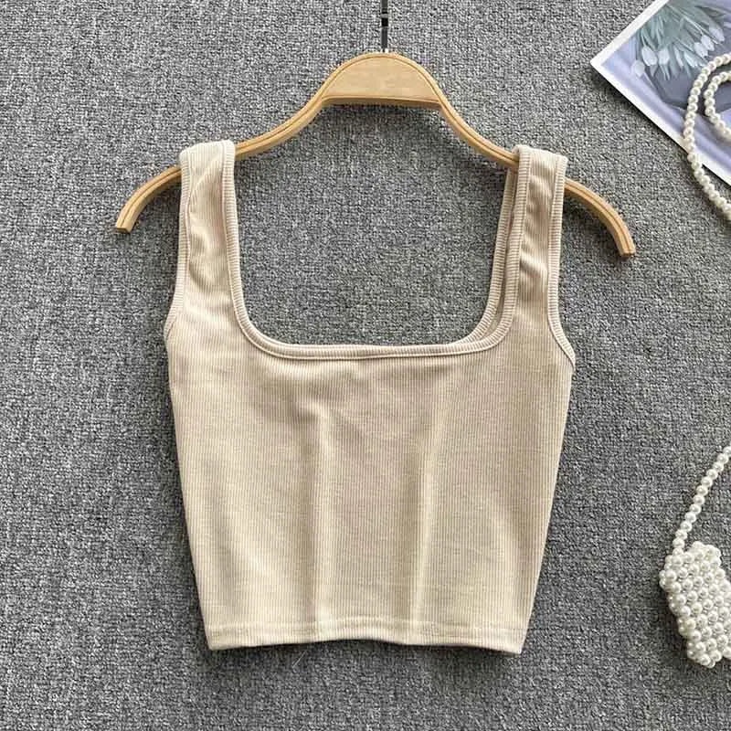 Tank Top Women Sexy Backless Y2k Top Slim Fit Bottoming Blouse Solid Crop Top Sleeveless Camis Mujer