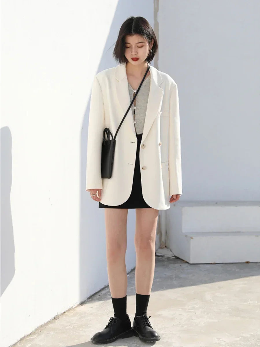 CHIC VEN Women's Blazer Korean Casual Solid Long Sleeve Coats All-match Office Lady Elegant Fashion Clothing Spring Autumn 2023