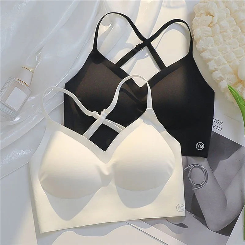 Women Invisible Bra Deep U Plunge Bras Backless Top for Dresses Sexy Lingerie with Transparent Strap Push Up Strapless Underwea