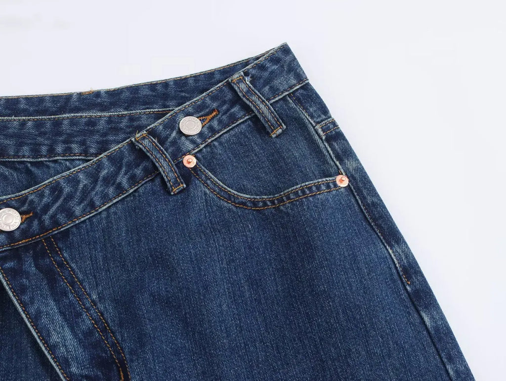 TRAFZA 2025 Summer Women's Fashionable Straight Jeans High Waist Vintage Zipper Women's Casual Jeans Commuting Streetwear Y2K