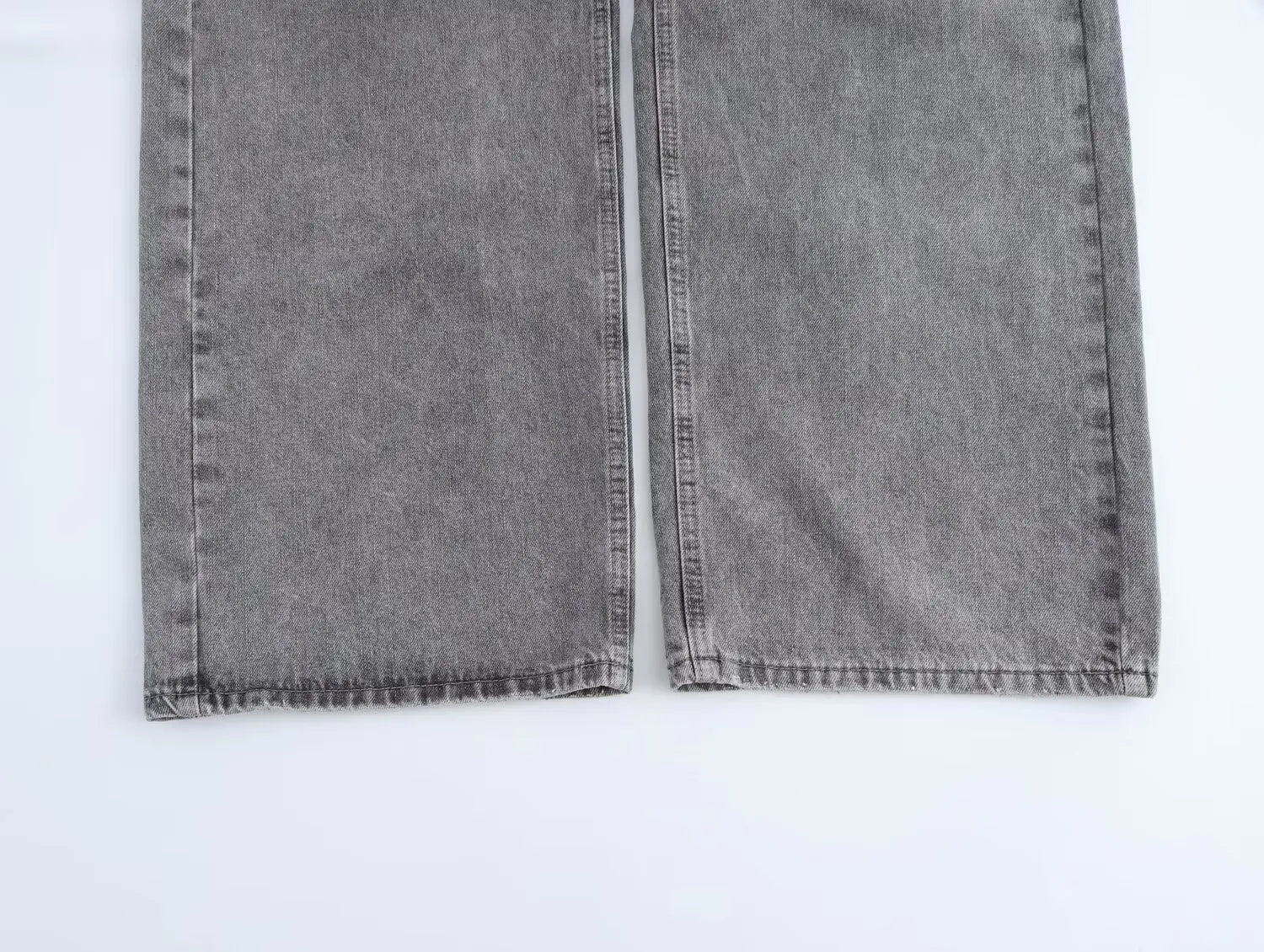 TRAFZA 2025 Summer Women's Fashionable Straight Jeans High Waist Vintage Zipper Women's Casual Jeans Commuting Streetwear Y2K