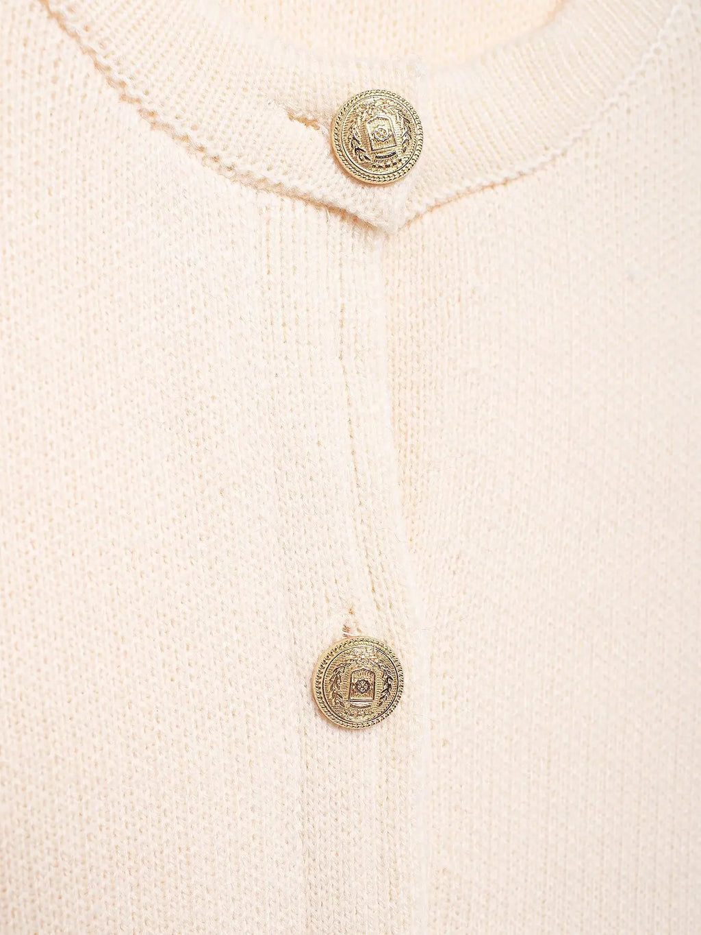 TRAFZA Women's Winter Slim Short Knitted Cardigan Jacket Retro Round Neck Gold Breasted Decoration Elegant Women's Casual Jacket