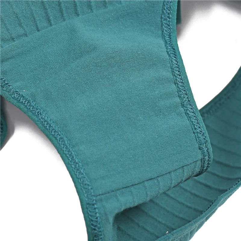 FINETOO 6PCS/SET Women's Cotton Panties Sexy Soft Striped Underpants Solid Color Briefs Female Comfortable Stretch Lingerie M-XL