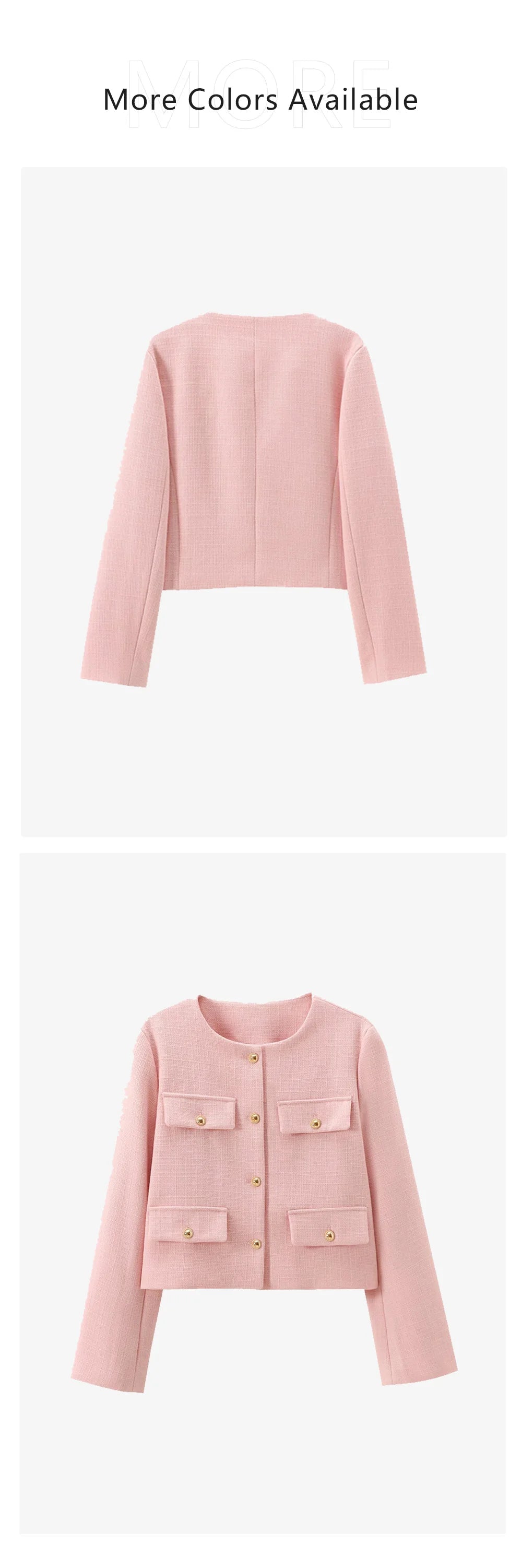 UNIZERA Winter New Product Women's Fashion and Casual Versatile Round Neck Flip Decoration Short Suit Coat